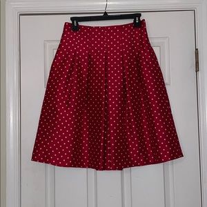 Red wool silk blend work skirt